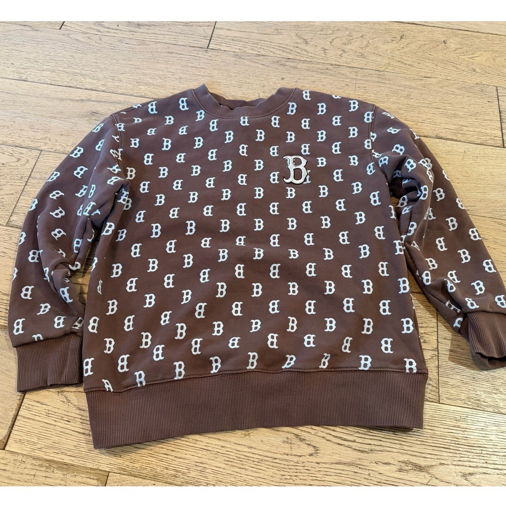 MLB Boston Red Sox Monogram Crewneck Sweatshirt Brown White Size: Small‎ (389)
